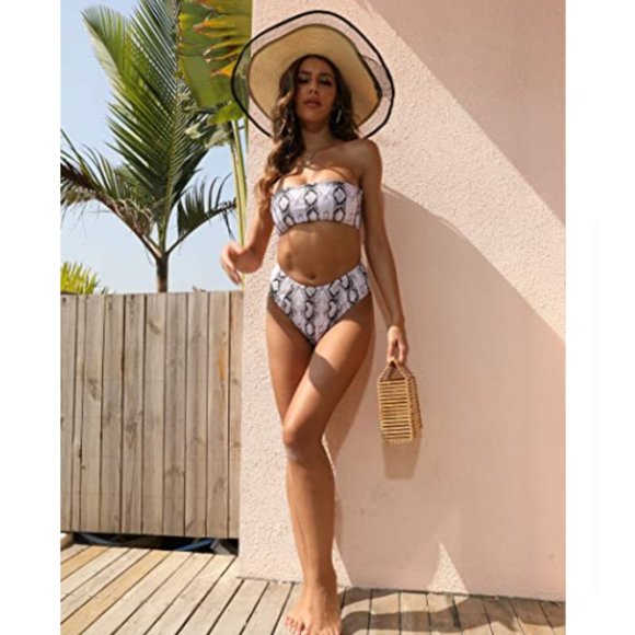 Cheetah Print Bandeau Bathing Suit Set L - Picture 7 of 7